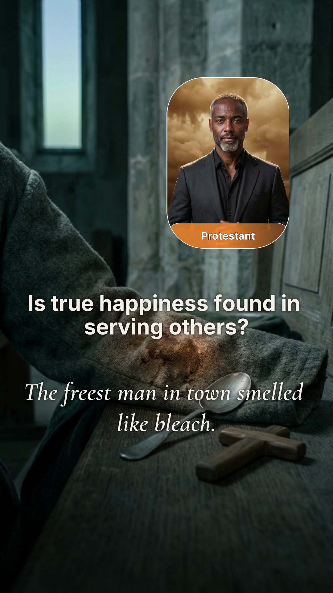 A cobbler carrying a bowl of broth into a fever house, illustrating true happiness found in serving others freely and without keeping score