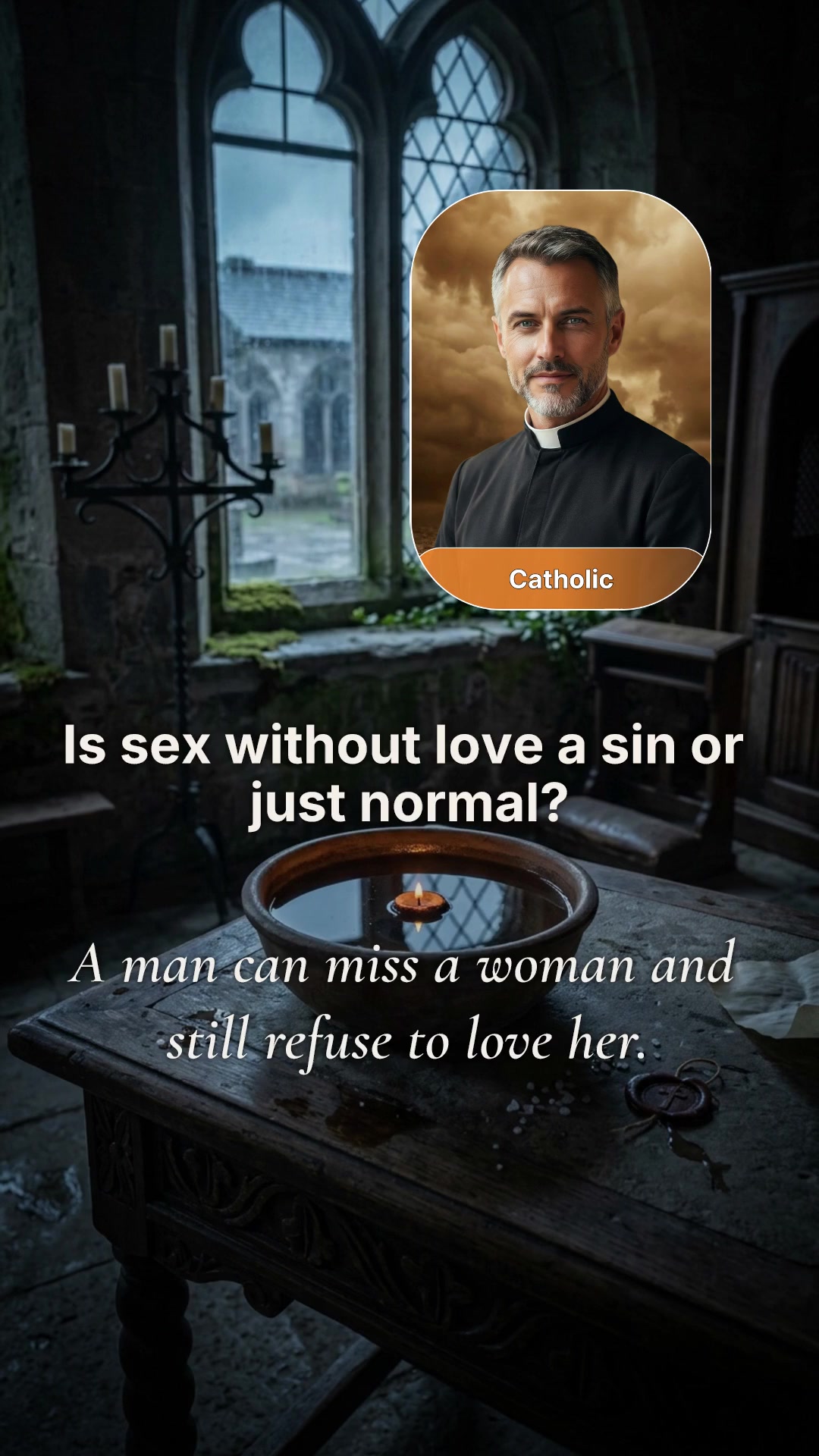 A dimly lit bedroom with an empty bed at night, evoking the question of whether sex without love is a sin